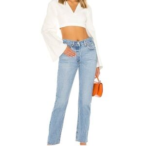 Levi's Wedgie Straight Leg 23 Jeans High Rise Premium Stretch Denim Light Wash
